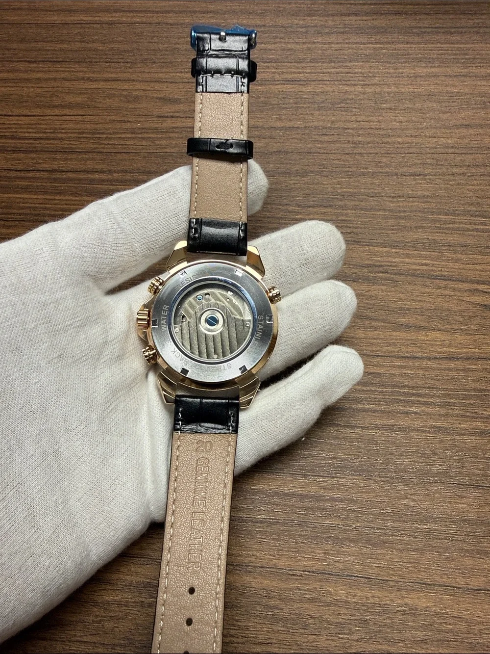 Automatic Black Dial Men’s Watch with Rose Gold Case and Black Leather Strap